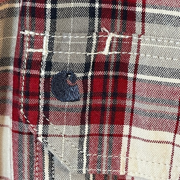 Carhartt relaxed fit size large plaid shirt sleeve button down 100% cotton - Picture 10 of 14